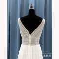 Spaghetti Strap A line Wedding Dresses Lace Applique bride Dress with Long Train